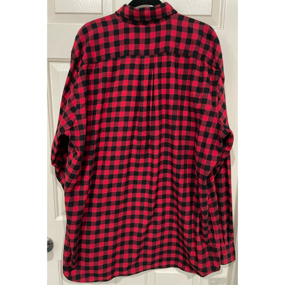 Eddie Bauer Men's sz XL Tall Red and Black Plaid 100% Cotton Button Down Shirt - Picture 3 of 5